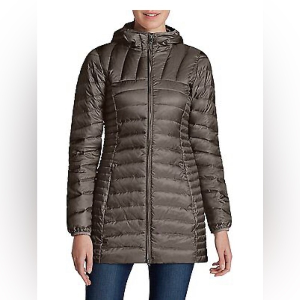 NWT L Eddie Bauer Hooded Down Parka Astoria 650 Fill Sold out color - Dark Peet